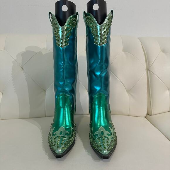 Azalea Wang Jewel Embellished Cowgirl Boots - Picture 4 of 10